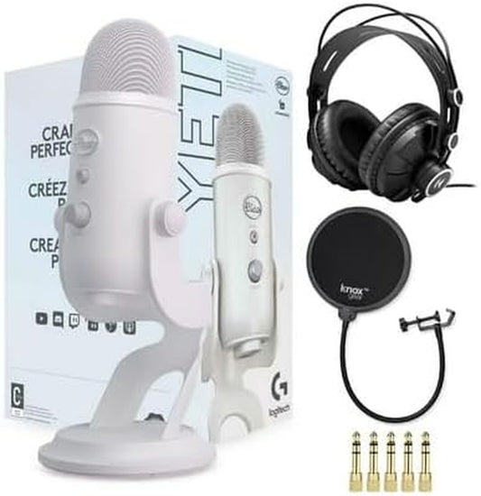 Yeti USB Microphone Bundle with Knox Gear Headphones and Pop Filter (Blackout Edition)