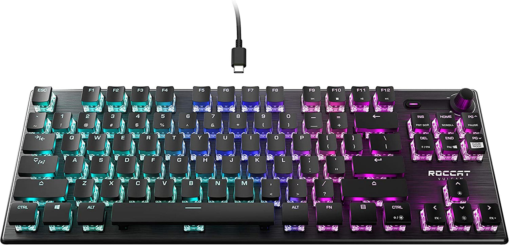 Vulcan TKL Mechanical Gaming Keyboard - Tenkeyless, Titan Switch Optical, RGB AIMO Lighting, Anodized Aluminum Top Plate, Detachable USB-C Cable, Low Profile Design, Black