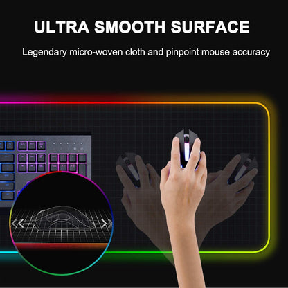 Oversized RGB Gaming Mouse Pad with 14 Lighting Modes, Anti-Slip Rubber Base, and Waterproof Surface - Extra Large 31.5 x 11.8 Inch Soft LED Keyboard and Mouse Mat