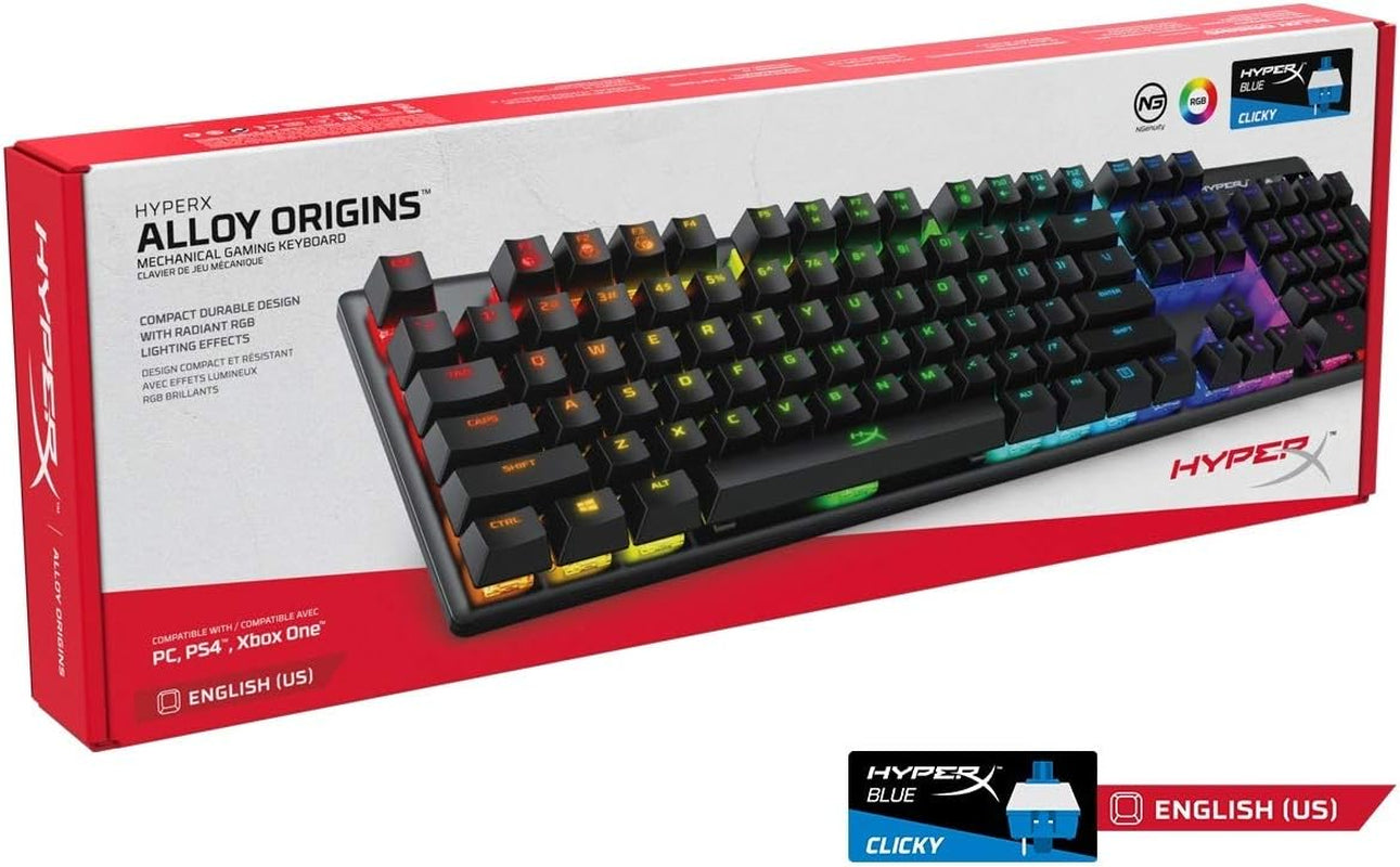 Alloy Origins Mechanical Gaming Keyboard with Software-Controlled Lighting, Macro Customization, Compact Design, and Clicky Blue Switches - RGB LED Backlit