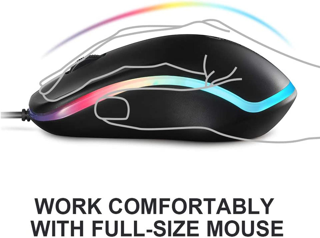 FC112 USB Optical Wired Computer Mouse - 1000 DPI, Ergonomic Design for Office and Home Use, Compatible with Windows PC, Laptop, Desktop, and Notebook (Black)