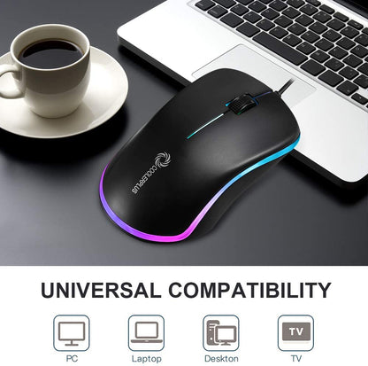 FC112 USB Optical Wired Computer Mouse - 1000 DPI, Ergonomic Design for Office and Home Use, Compatible with Windows PC, Laptop, Desktop, and Notebook (Black)