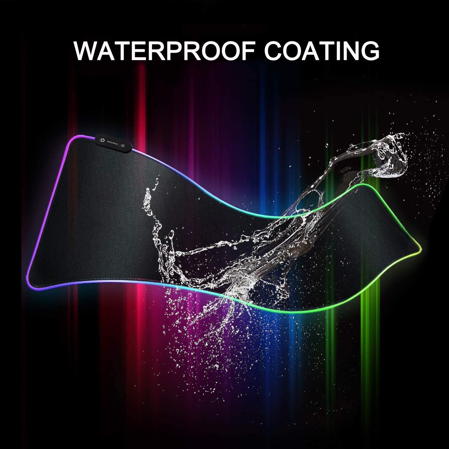 Oversized RGB Gaming Mouse Pad with 14 Lighting Modes, Anti-Slip Rubber Base, and Waterproof Surface - Extra Large 31.5 x 11.8 Inch Soft LED Keyboard and Mouse Mat