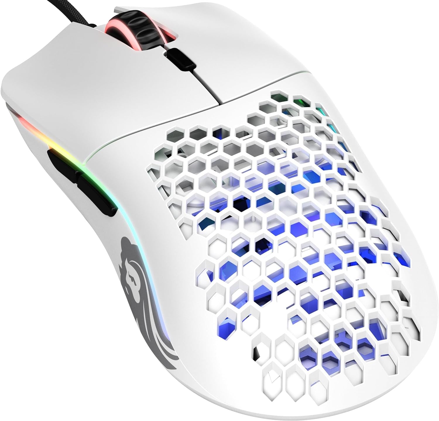 Model O Wired Gaming Mouse - 67G Ultra-Lightweight Honeycomb Design, RGB Lighting, Pixart 3360 Sensor, Omron Switches, Ambidextrous - Matte White