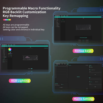 TH61 60% Mechanical Gaming Keyboard - RGB Backlit Wired Ultra-Compact Mini Keyboard with Fully Programmable Keys in Black