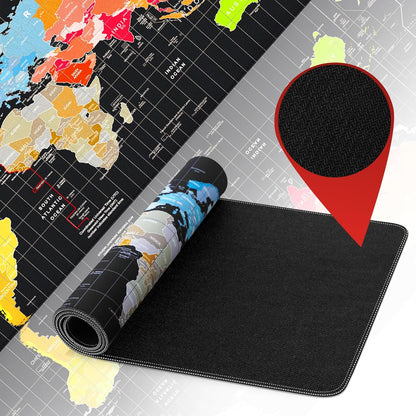 XXL Gaming Mouse Pad 35.40"X15.7"X0.12",Extended Desk Big Mat,World Map Pad with Non-Slip Base,Waterproof and Foldable Pad,Desktop Pad Suitable for Gamers,Suitable for Desktop,Office and Home