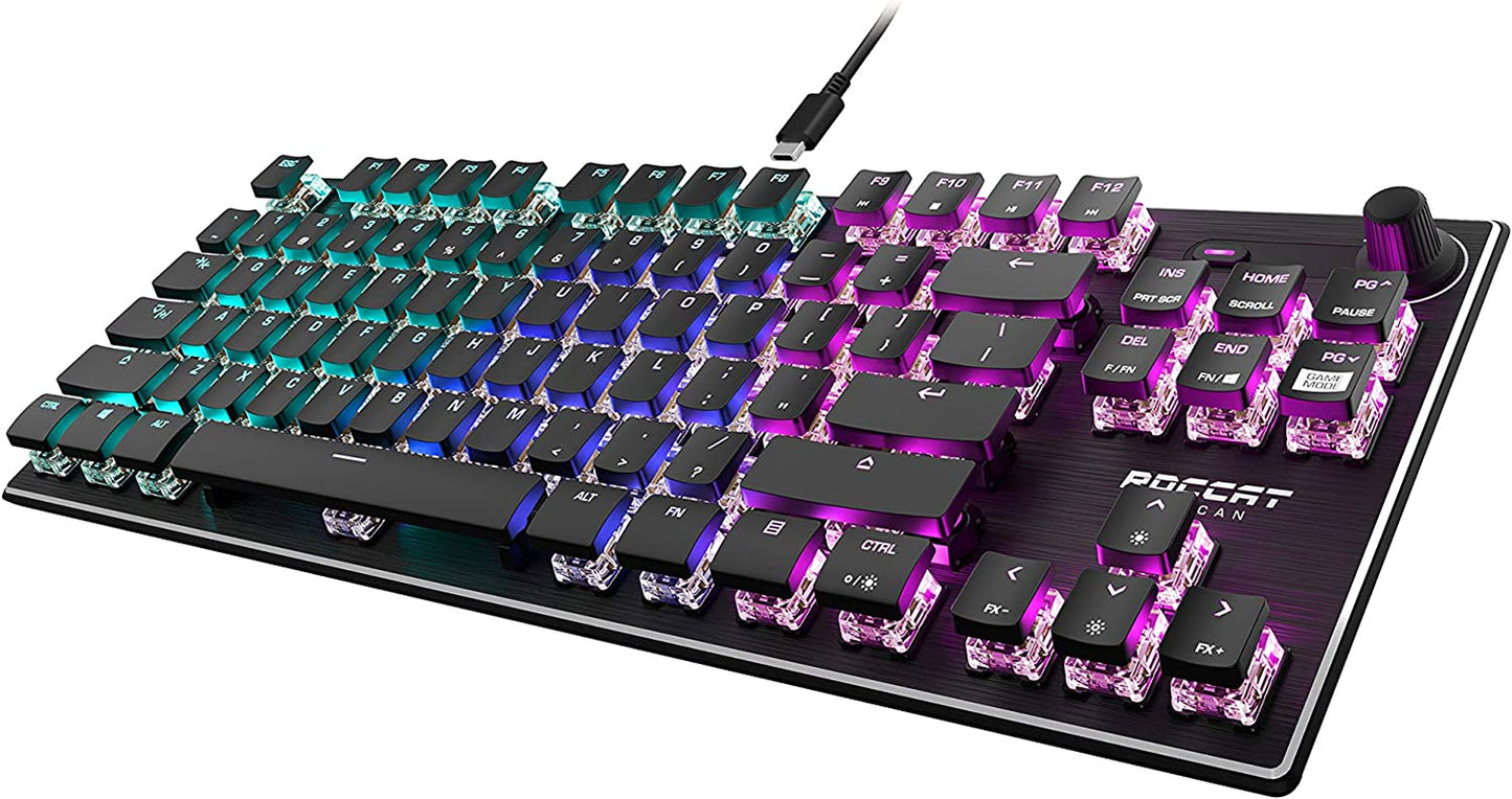 Vulcan TKL Mechanical Gaming Keyboard - Tenkeyless, Titan Switch Optical, RGB AIMO Lighting, Anodized Aluminum Top Plate, Detachable USB-C Cable, Low Profile Design, Black